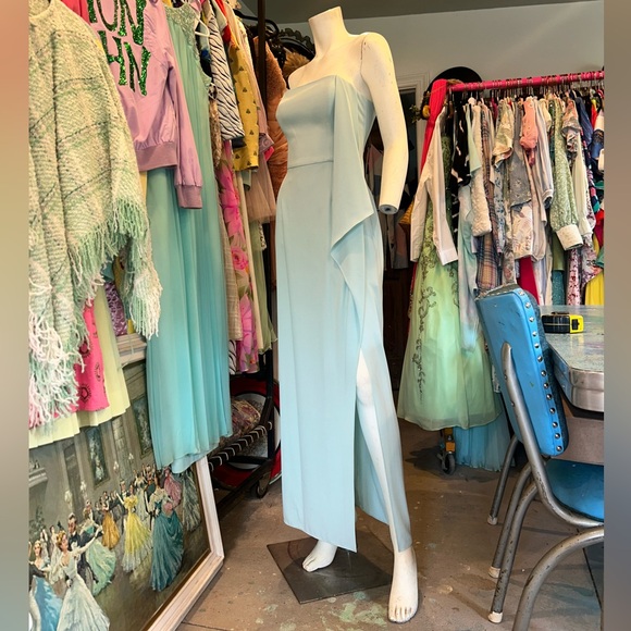 Pastel Seagreen Halston Gown - Picture 2 of 15